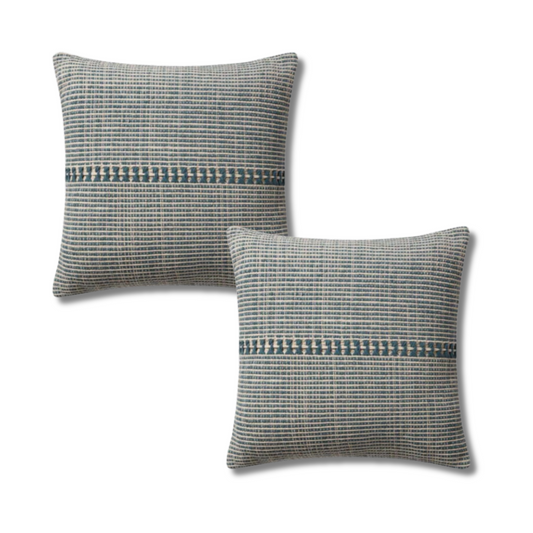 Loloi PCJ0018 Blue / Natural Pillow Set