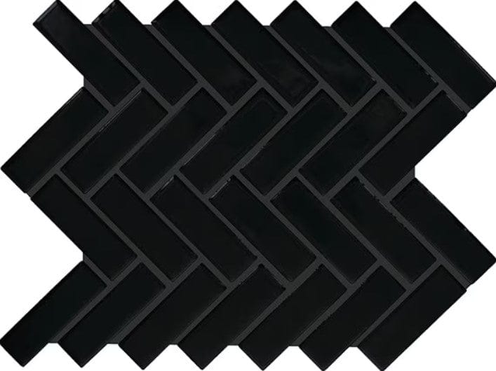 Ceramic Tile Daltile - Color Wheel Mosaic - Black 1x3 Herringbone Daltile