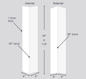 PVC Altro - Fortis Titanium 15 - Pre-Fabricated External Corner - 6"x6"x48" Altro