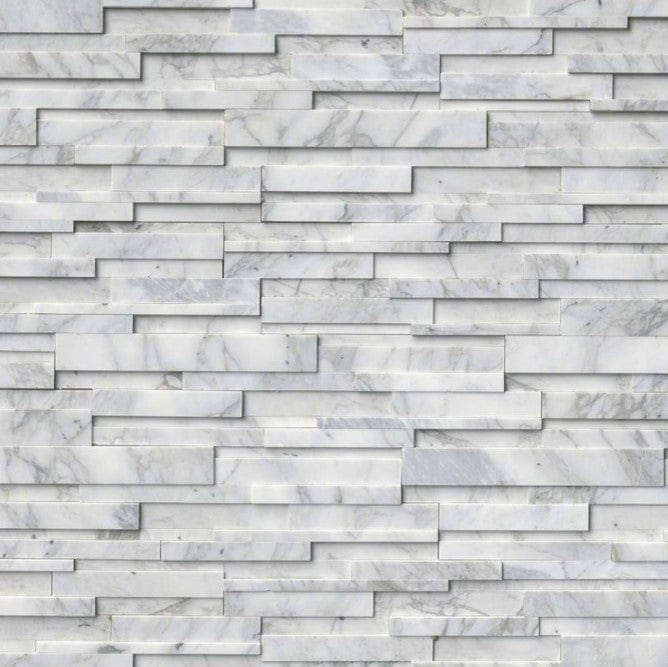 Stacked Stone MSI - RockMount Stacked Stone - Calacatta Cressa 3D Panel 6x24 MSI