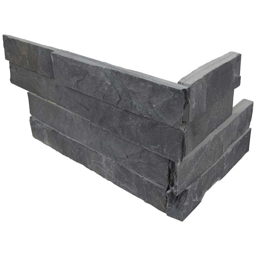 Stacked Stone MSI - RockMount Stacked Stone - Premium Black Slate Corner "L" Panel 6x18 MSI