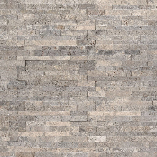 Stacked Stone MSI - RockMount Stacked Stone - Silver Travertine Mini Corner Panel 4.5x9 MSI