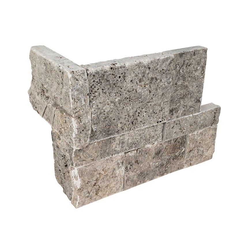 Stacked Stone MSI - XL RockMount Stacked Stone - Silver Travertine 9x18 Corner MSI