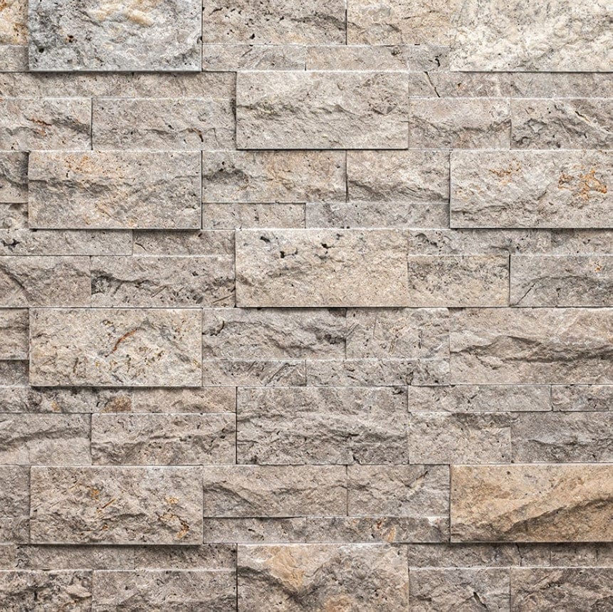 Stacked Stone MSI - XL RockMount Stacked Stone - Silver Travertine 9x24 Panel MSI