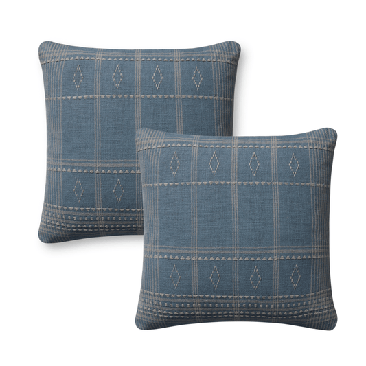 Throw Pillow Loloi - Angela Rose - Lina PAR0016 Blue / Slate - Pillow Set Loloi