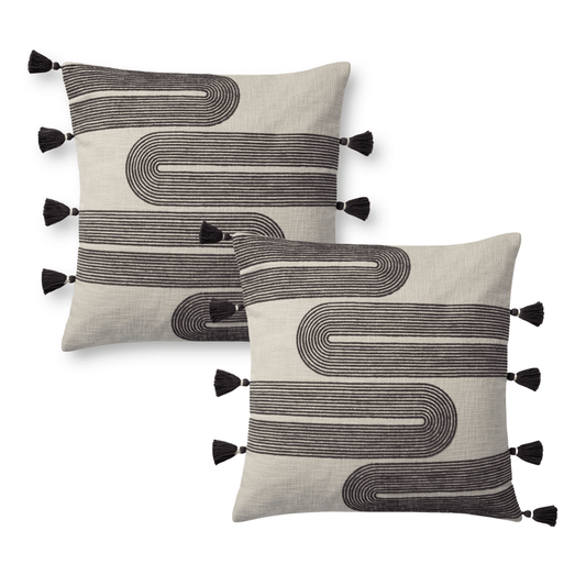 Throw Pillow Loloi - Bridgette Romanek - PBR0003 Black / Grey Pillow Set Loloi