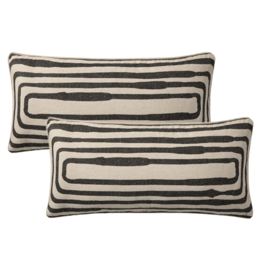 Throw Pillow Loloi - Bridgette Romanek - PBR0009 Natural / Black - Pillow Set Loloi