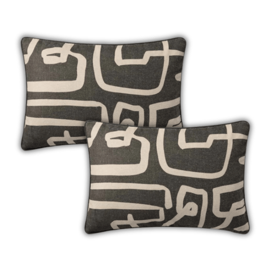 Throw Pillow Loloi - Bridgette Romanek - PBR0010 Charcoal / Natural Pillow Set Loloi