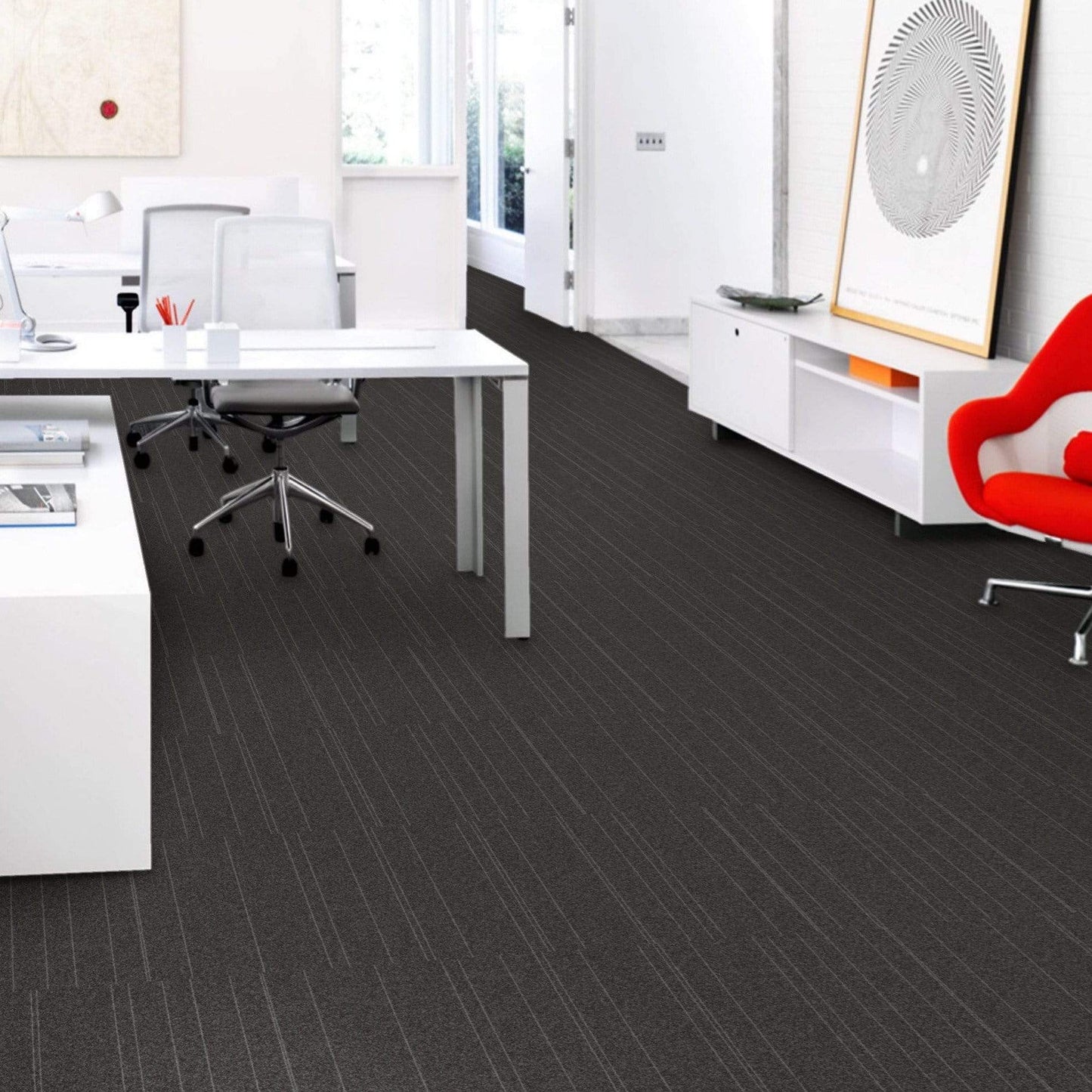 Aladdin Ruler Breaker Stripe 979 Charcoal Carpet Tile